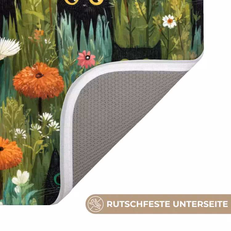 Katten - Bloemen - Kleurrijk Badmat middel 997 -USP_AntislipDE