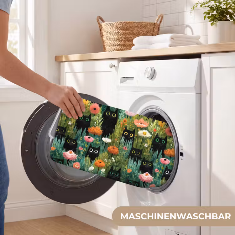 Katten - Bloemen - Kleurrijk Badmat middel 997 -USP_WasbaarDE