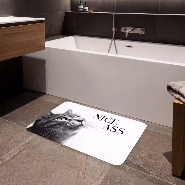 Katten - Nice ass - Quote - Zwart wit - Spreuken Badmat middel -sfeer3