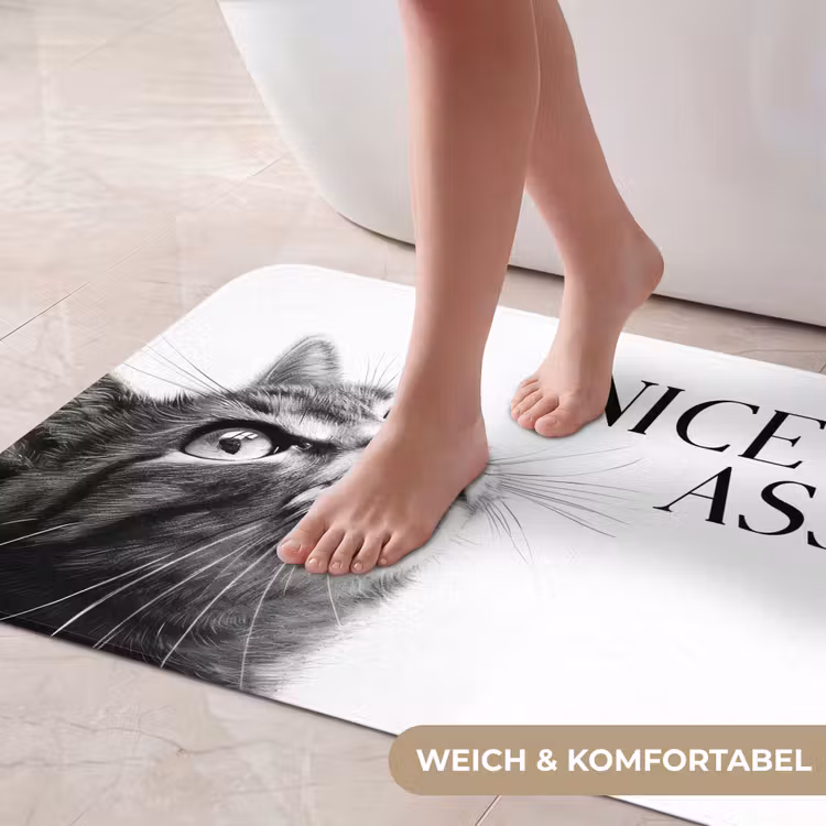 Katten - Nice ass - Quote - Zwart wit - Spreuken Badmat middel -USP_ZachtDE