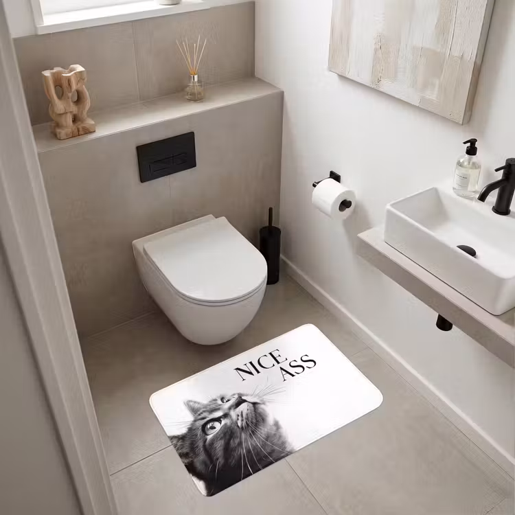 Katten - Nice ass - Quote - Zwart wit - Spreuken Badmat middel -sfeer4