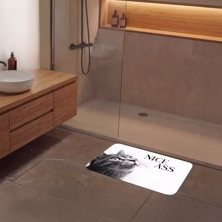 Katten - Nice ass - Quote - Zwart wit - Spreuken Badmat middel -sfeer2