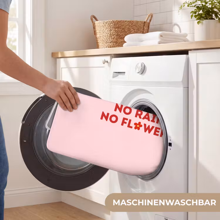 No rain no flowers - Minimalistisch - Roze - Bloem Badmat middel -USP_WasbaarDE