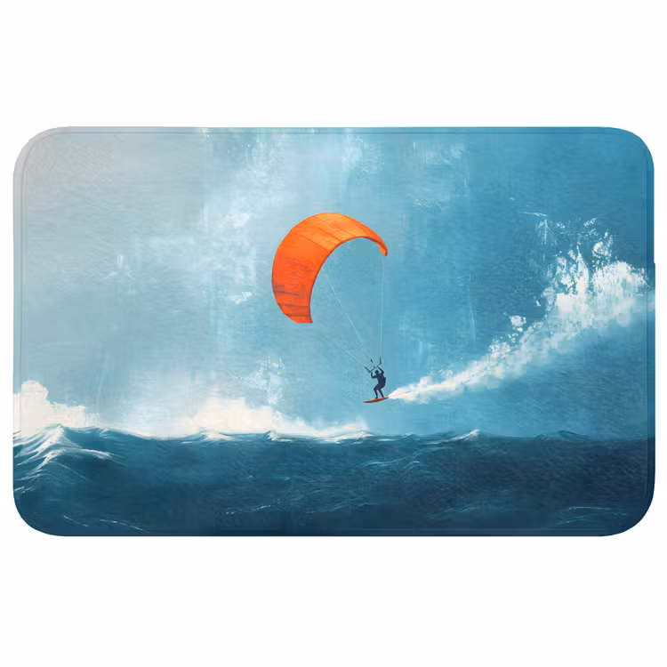 Kitesurfer - Oranje - Zee - Lucht Badmat middel -3d