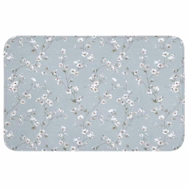 Klassiek - Bloemen - Blauw Badmat middel 997 -3d