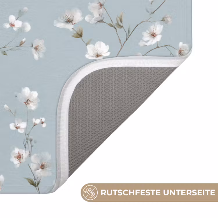 Klassiek - Bloemen - Blauw Badmat middel 997 -USP_AntislipDE