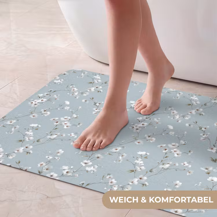 Klassiek - Bloemen - Blauw Badmat middel 997 -USP_ZachtDE