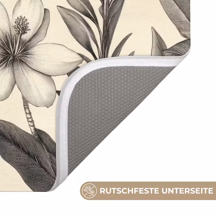 Klassiek - Botanisch - Zwart - Beige Badmat middel 997 -USP_AntislipDE