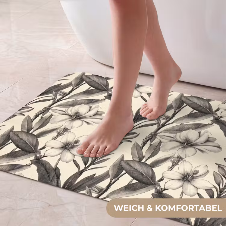 Klassiek - Botanisch - Zwart - Beige Badmat middel 997 -USP_ZachtDE