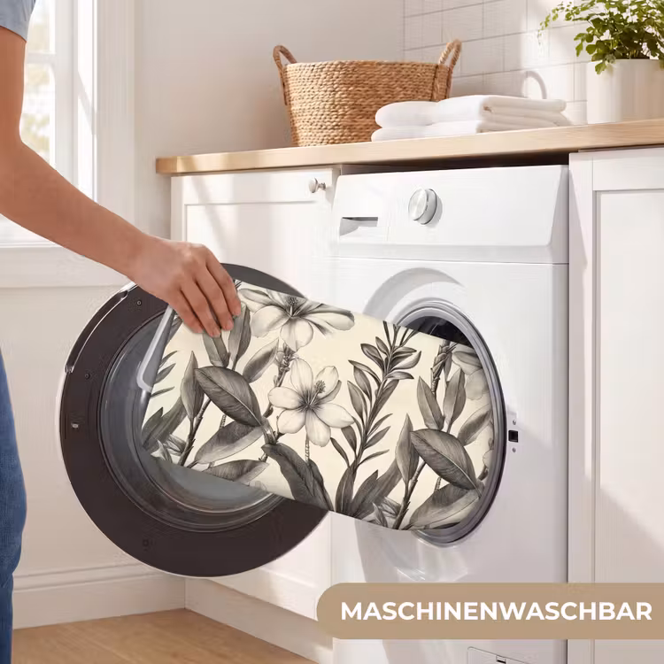 Klassiek - Botanisch - Zwart - Beige Badmat middel 997 -USP_WasbaarDE