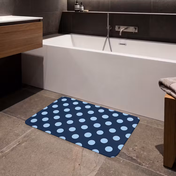 Klassiek - Dots - Blauw Badmat middel 997 -sfeer3