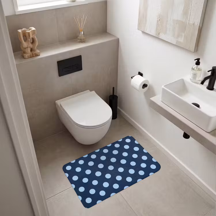 Klassiek - Dots - Blauw Badmat middel 997 -sfeer4