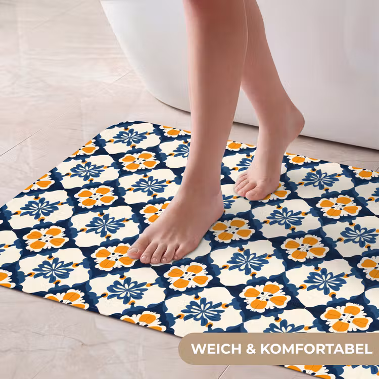 Klassiek - Geometrisch - Blauw Badmat middel 997 -USP_ZachtDE