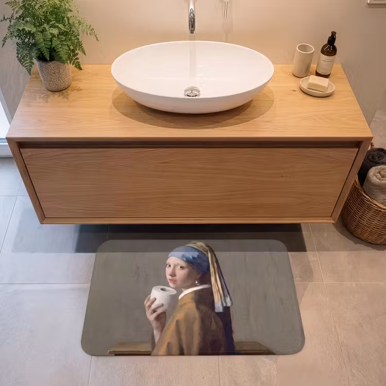 Klassiek - Humor - Kleurrijk Badmat middel -sfeer1