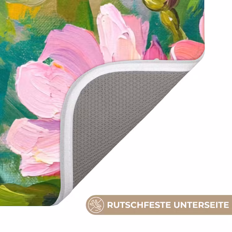Kolibrie - Bloemen - Natuur - Kleurrijk Badmat middel -USP_AntislipDE