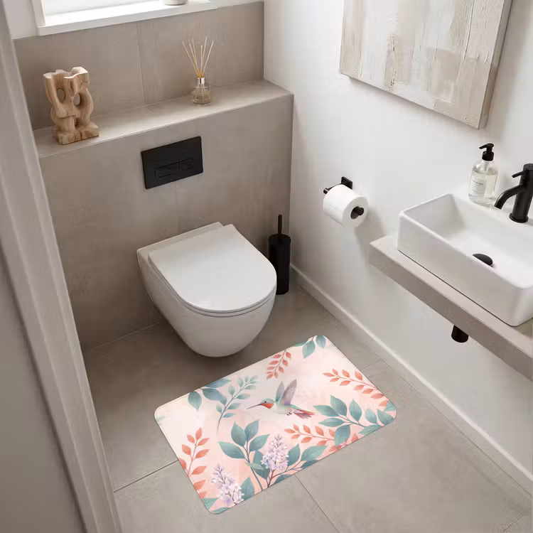 Kolibrie - Vliegen - Natuur - Illustratie - Kleurrijk Badmat middel -sfeer4