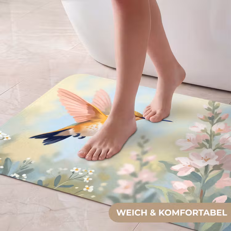 Kolibrie - Illustratie - Kleurrijk Badmat middel -USP_ZachtDE