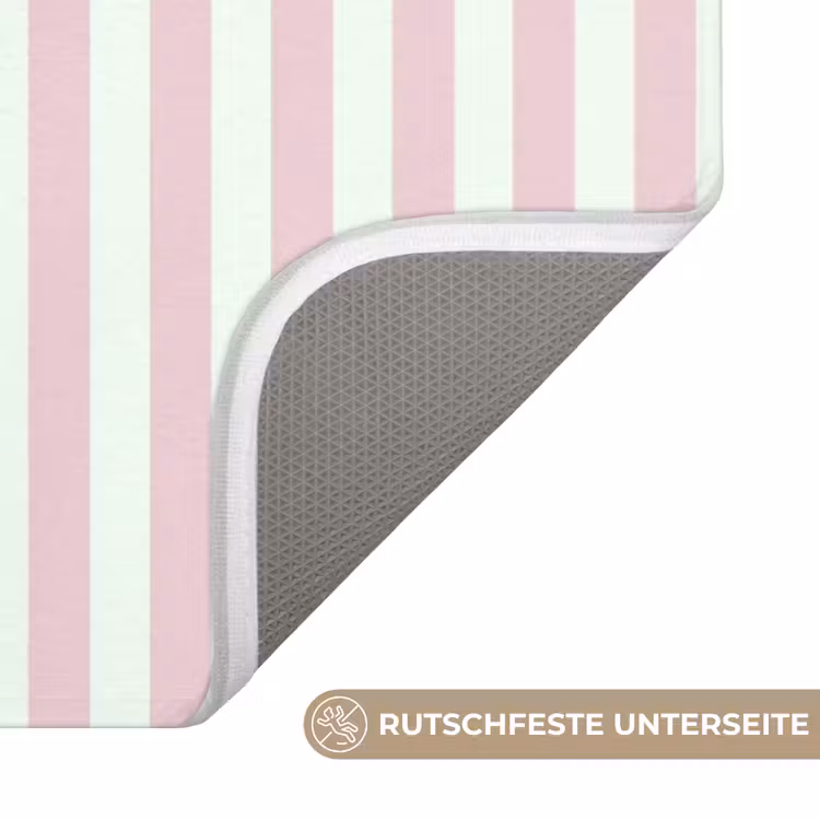 Focus on the good - Strepen - Roze - Smiley Badmat middel -USP_AntislipDE