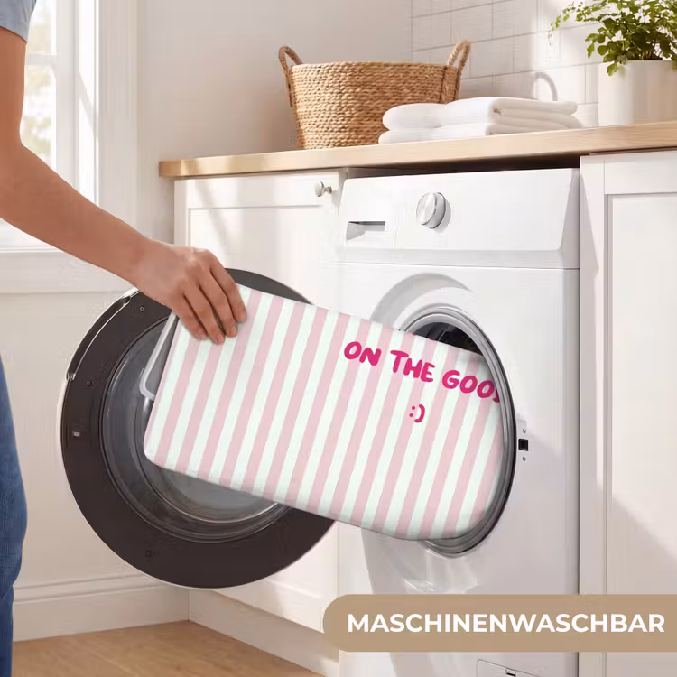 Focus on the good - Strepen - Roze - Smiley Badmat middel -USP_WasbaarDE