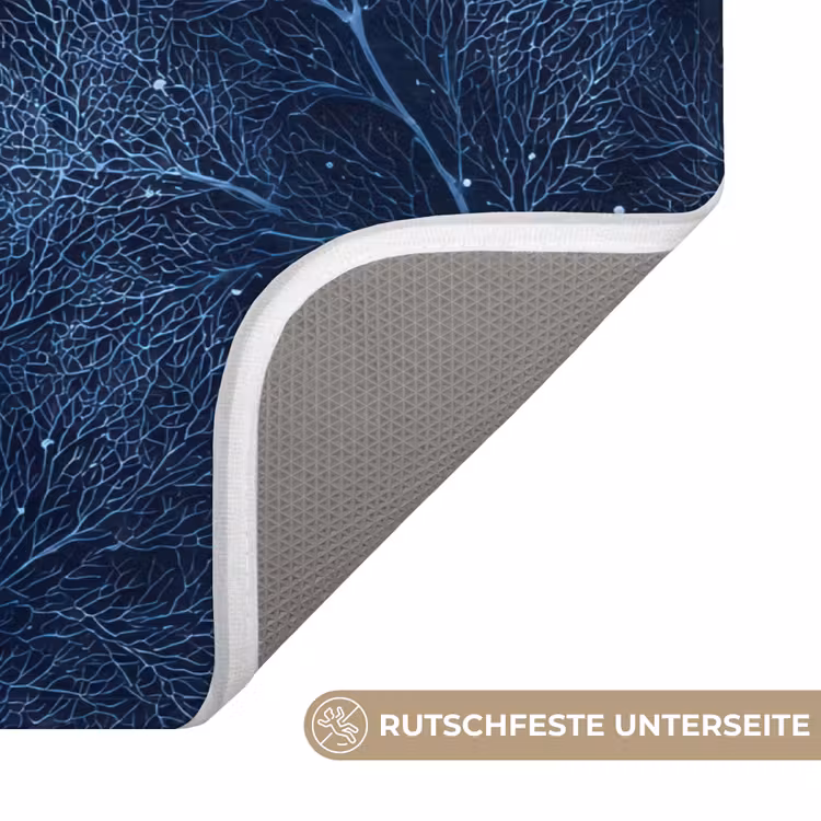 Koraal - Takken - Patroon - Nachtblauw Badmat middel 997 -USP_AntislipDE