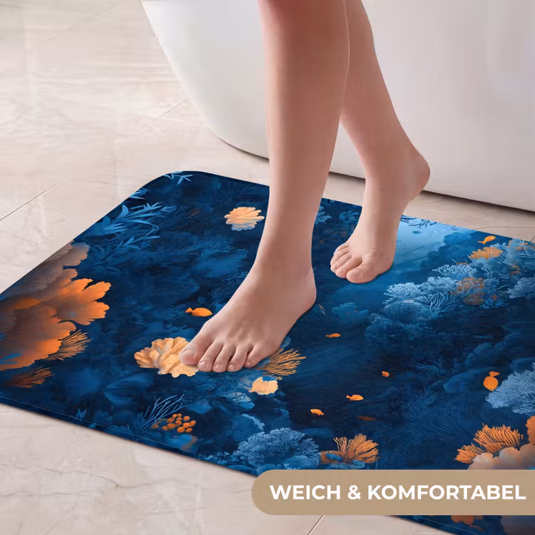 Koraalrif - Vissen - Oceaan - Blauw Badmat middel -USP_ZachtDE