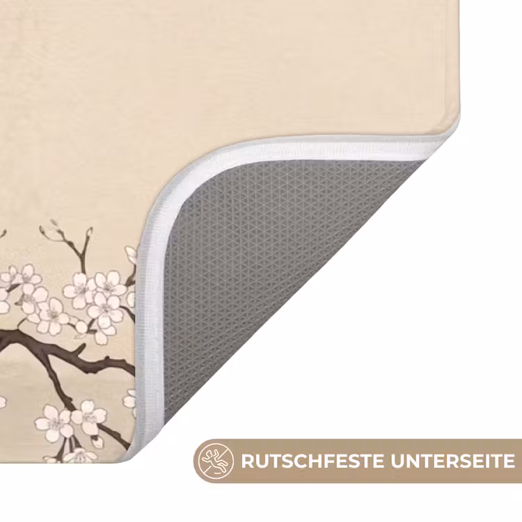 Kraanvogels - Bloesem - Beige Badmat middel -USP_AntislipDE