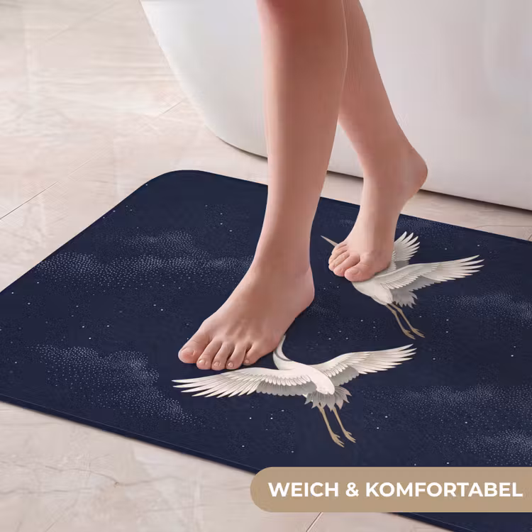 Kraanvogels - Nachthemel - Blauw Badmat middel -USP_ZachtDE