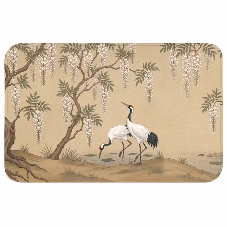 Kraanvogels - Water - Beige Badmat middel -3d
