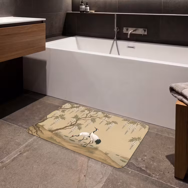 Kraanvogels - Water - Beige Badmat middel -sfeer3