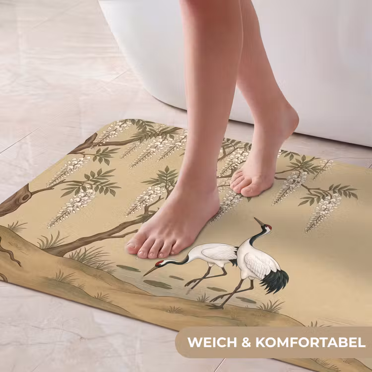 Kraanvogels - Water - Beige Badmat middel -USP_ZachtDE