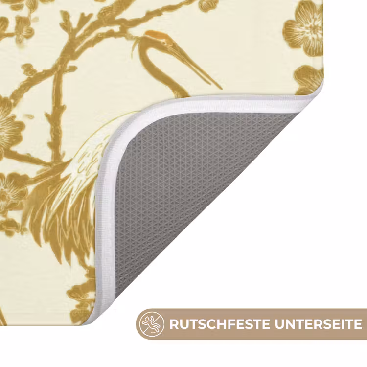 Kraanvogels - Kersenbloesem - Goud Badmat middel 997 -USP_AntislipDE