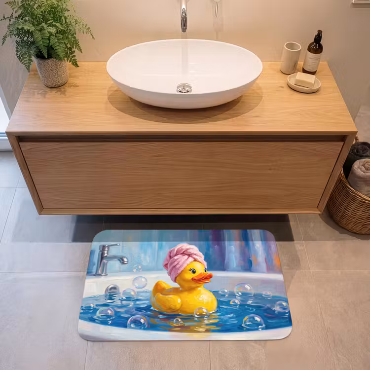 Creatief - Badeend - Kleurrijk Badmat middel -sfeer1