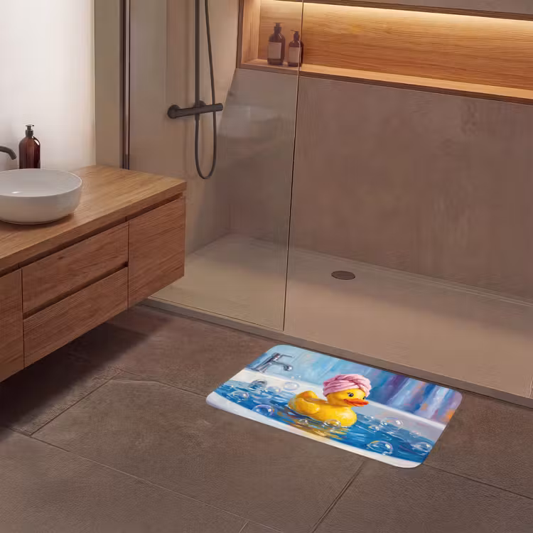 Creatief - Badeend - Kleurrijk Badmat middel -sfeer2