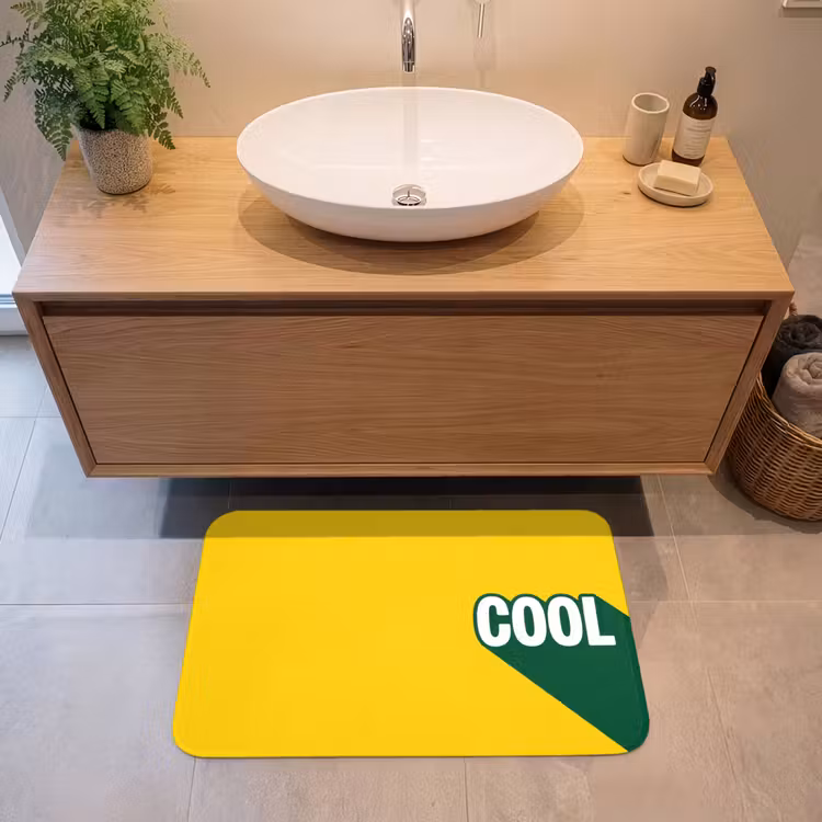 Cool - Geel - Groen Badmat middel -sfeer1