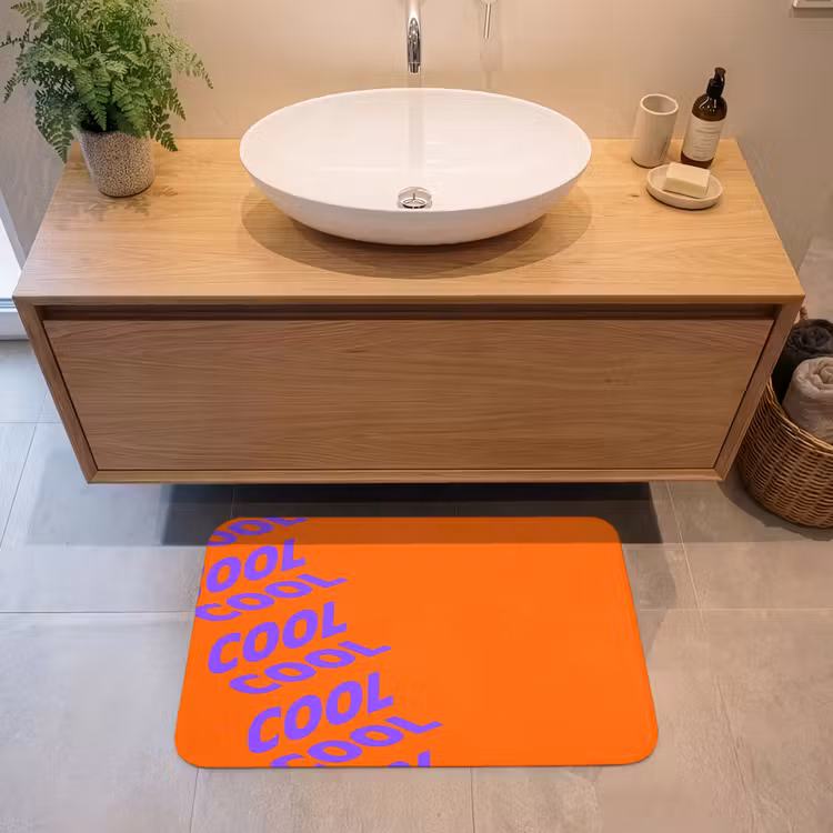 Cool - Paars - Oranje Badmat middel -sfeer1