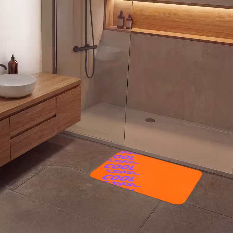 Cool - Paars - Oranje Badmat middel -sfeer2
