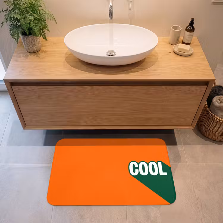 Cool - Oranje - Groen Badmat middel -sfeer1