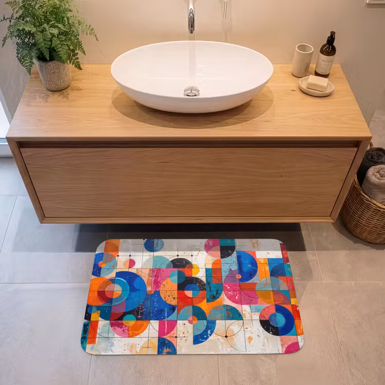 Kunst - Geometrisch - Abstract - Kleurrijk Badmat middel -sfeer1