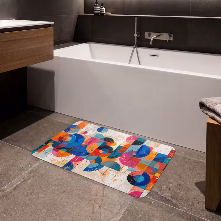 Kunst - Geometrisch - Abstract - Kleurrijk Badmat middel -sfeer3