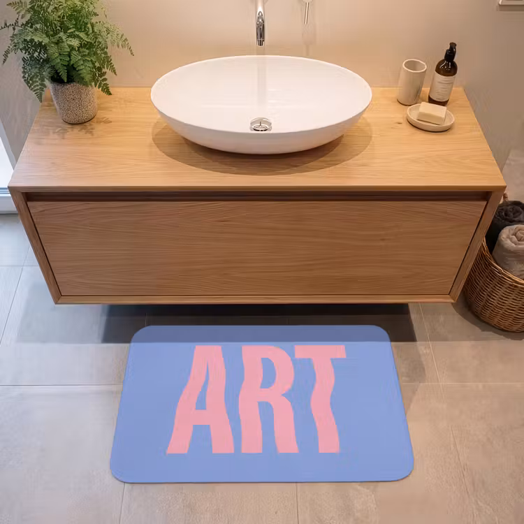 Art - Roze - Blauw Badmat middel -sfeer1
