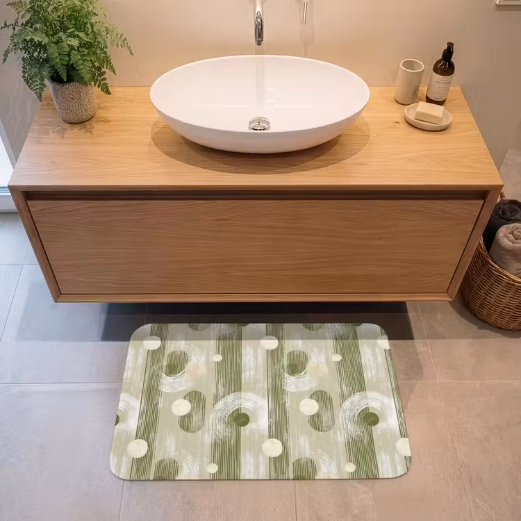 Artistiek - Modern - Groen Badmat middel 997 -sfeer1