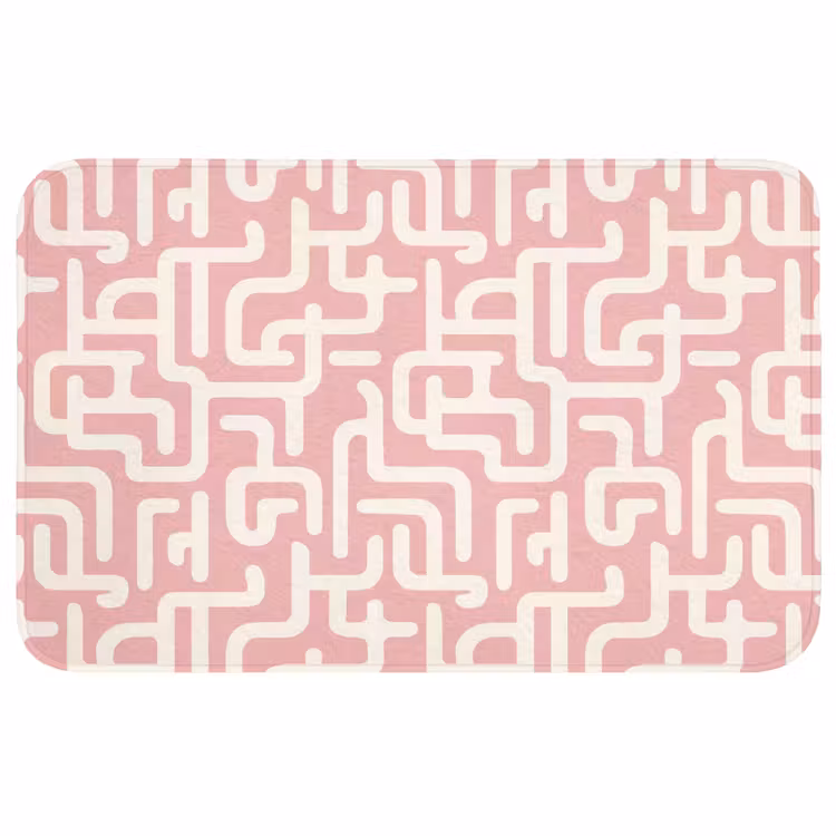Doolhofpatroon - Roze - Wit - Abstract Badmat middel 997 -3d