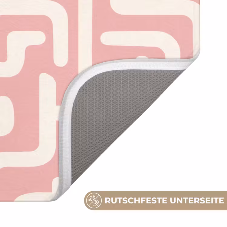 Doolhofpatroon - Roze - Wit - Abstract Badmat middel 997 -USP_AntislipDE