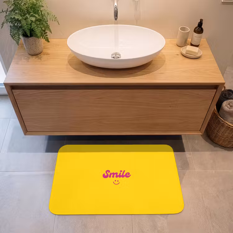 Smile - Geel - Roze Badmat middel -sfeer1