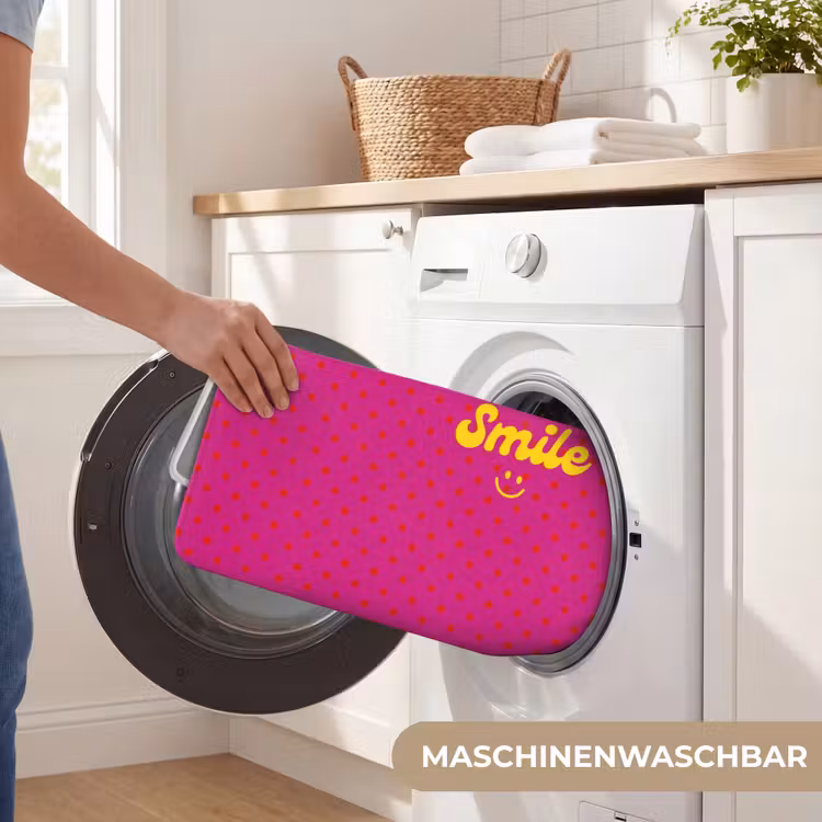 Smile - Stippen - Geel - Smiley - Roze Badmat middel -USP_WasbaarDE