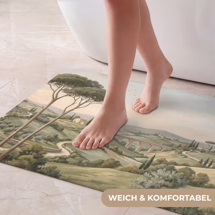 Landschap - Heuvels - Zandpad - Groen Badmat middel -USP_ZachtDE