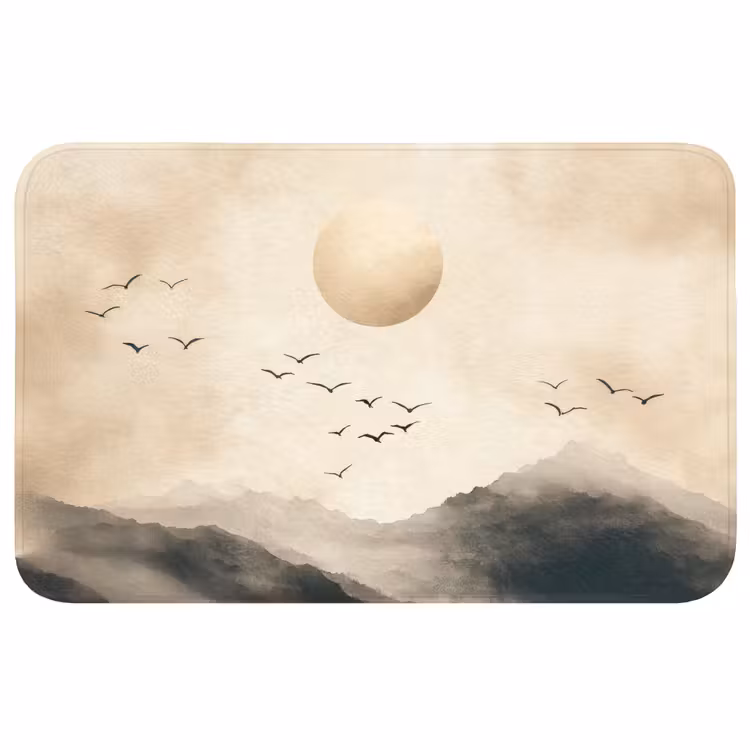 Landschap - Japandi - vogel Badmat middel -3d
