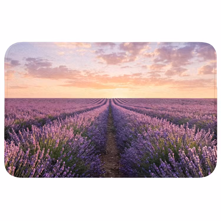 Landschap - Lavendelveld - Paars Badmat middel -3d