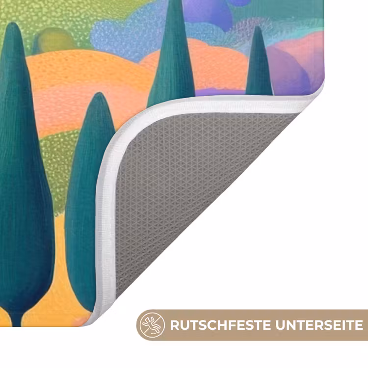 Landschap - Paars - Pastel - Huizen Badmat middel -USP_AntislipDE