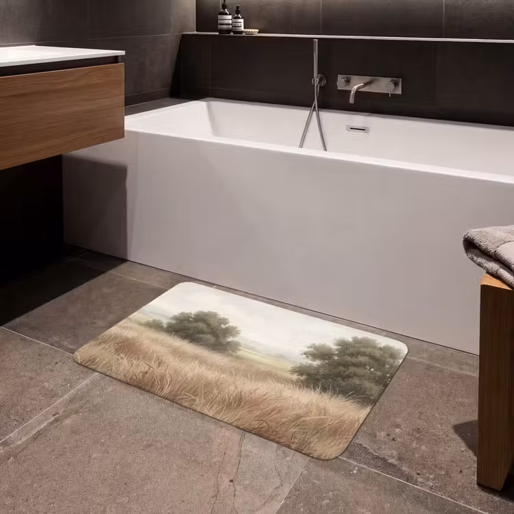 Landschap - Minimalistisch - Beige Badmat middel -sfeer3